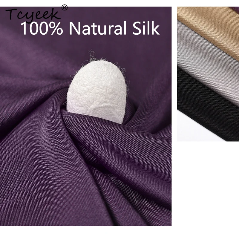 تي شيرت Tcyeek-Elegant Knit للنساء، حرير طبيعي 100%، كم طويل، رقبة وهمية، قميص مكتب للتنقل، خريف وشتاء T40408QM