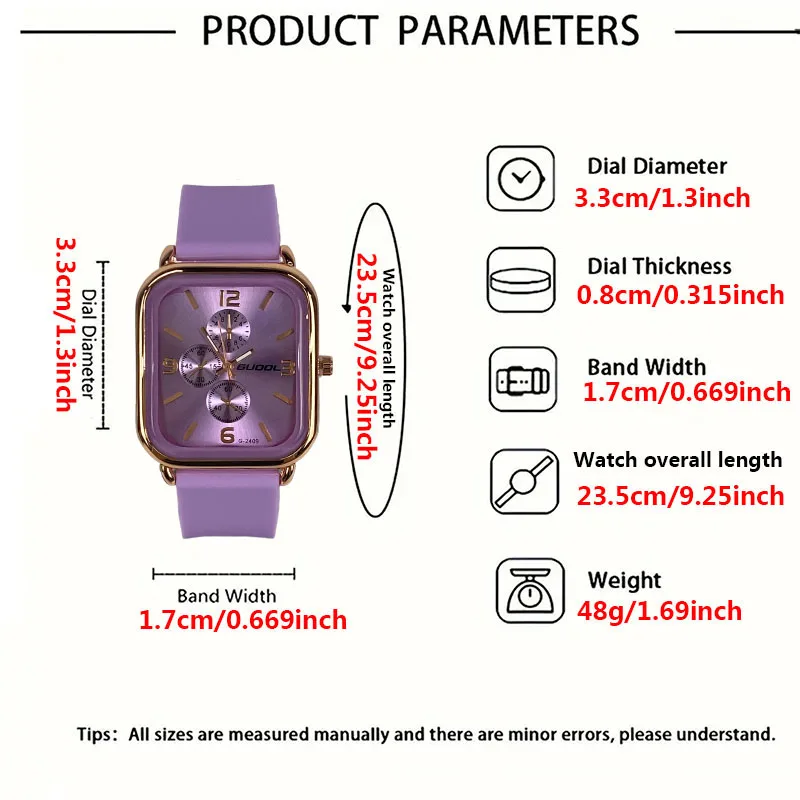 An elegant and simple square quartz watch, a multi-color women's watch, an ideal choice for gifts