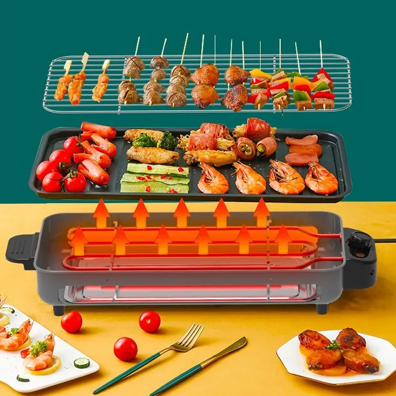 

1500W Kitchen Multifunction Portable High Quality Electric Barbeque Grill For Home Bbq Mini Smokeless Indoor Table Electric Gril