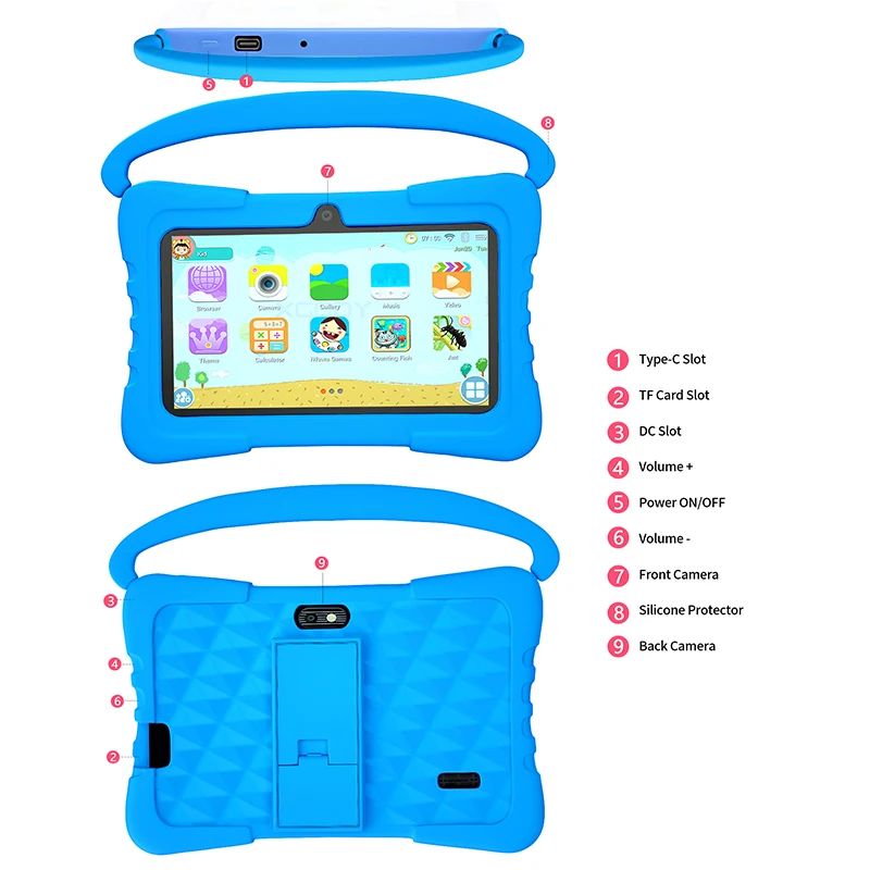 7 Inch Kids Tablet Android11 64G Learning Education Tablet WiFi Safety Eye Protection Screen Toddler Educational Toy Gift