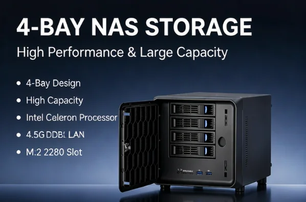 Refurbished 4 Bay NAS Case 2.5G Gigabit Network Private Cloud Storage Silent Media Server Home Theater Enclosure System