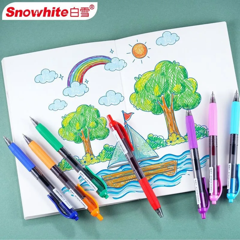 10Pcs Retractable Color Gel Pen Set 0.5mm Fine Point for Office School Stationery Drawing & Marking Assorted Pack