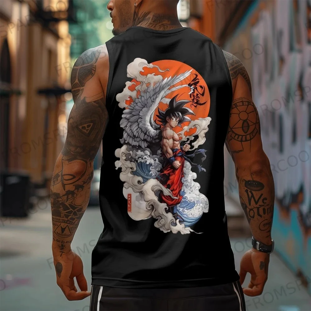 

Dragon Ball Аниме Гоку Периферийный принт Майка Американский тренажерный зал Мужская повседневная свободная спортивная летняя мода Жилет из чистого хлопка ins