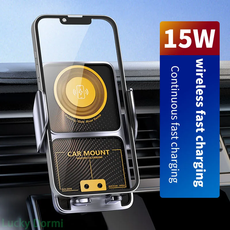 

Car Phone Holder 15W Wireless Charger Mobile Phone Holder Intelligent Infrared Air Vent Clip for iPhone Samsung Xiaomi Universal