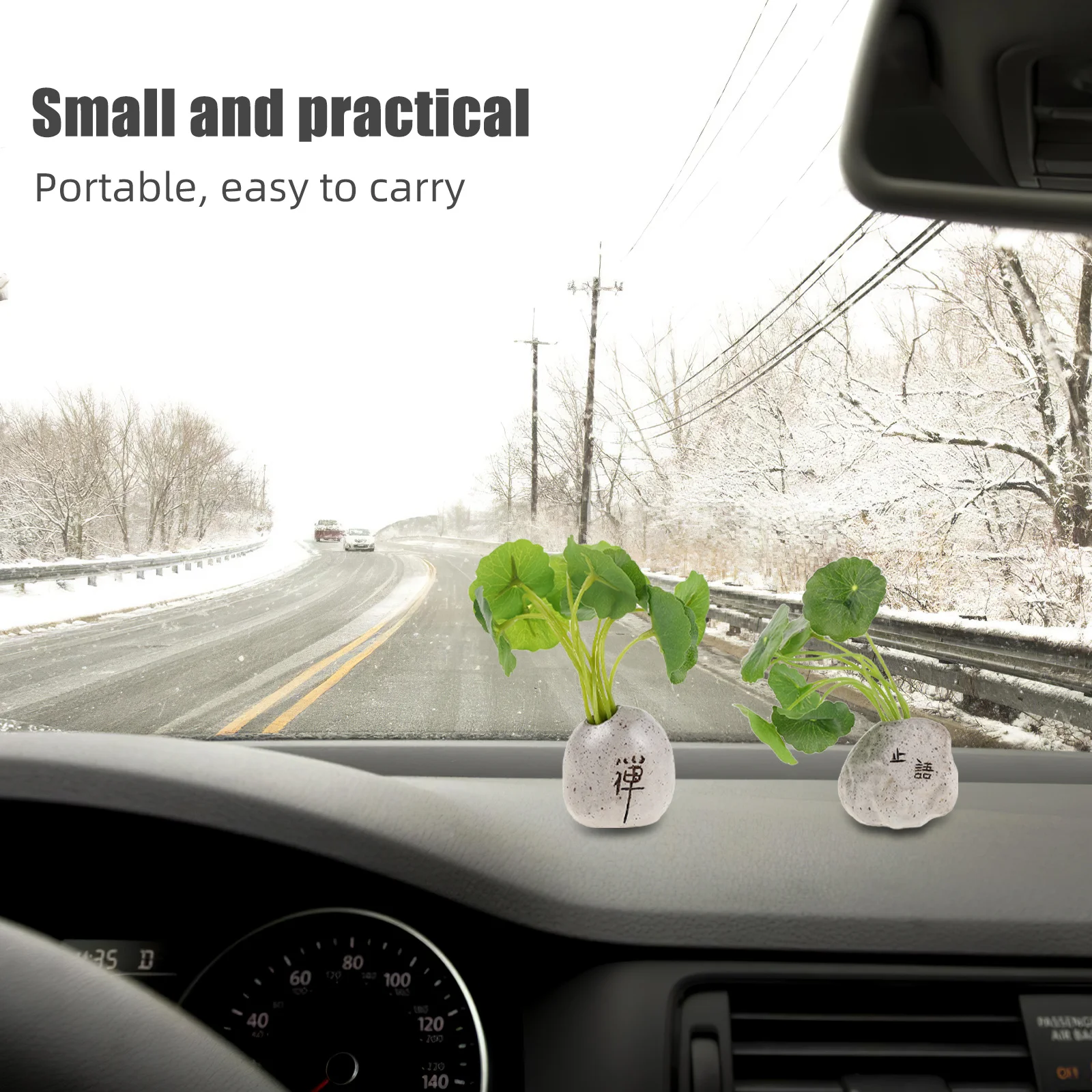 

2pcs Mini Potted Artificial Plants For Car Dashboard Decor Cute Kawaii Car Accessories Interior Fake Bonsai Small Simulation