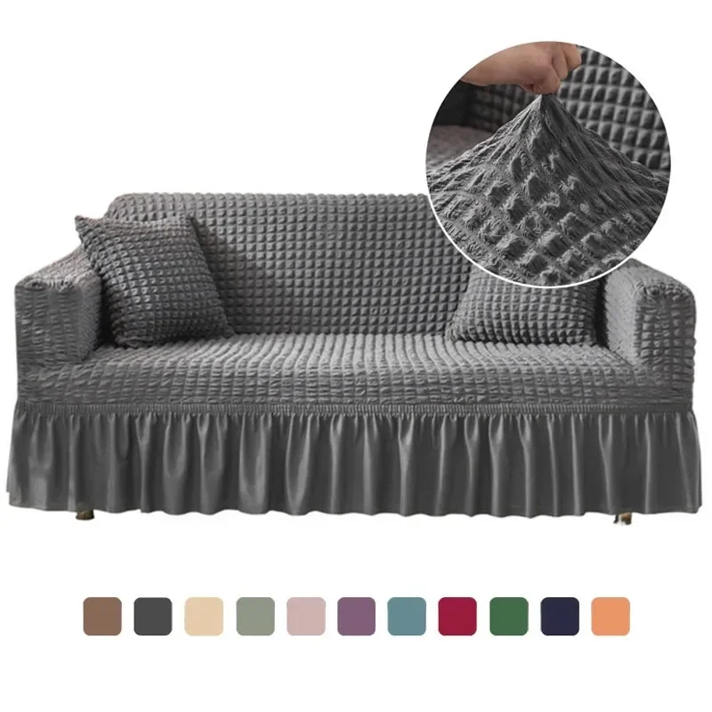 

1/2/3/4 Seater Seersucker Sofa Slipcover High Stretch Couch Cover Thick Corner Sofa Protector Elastic Corner Couch Covers