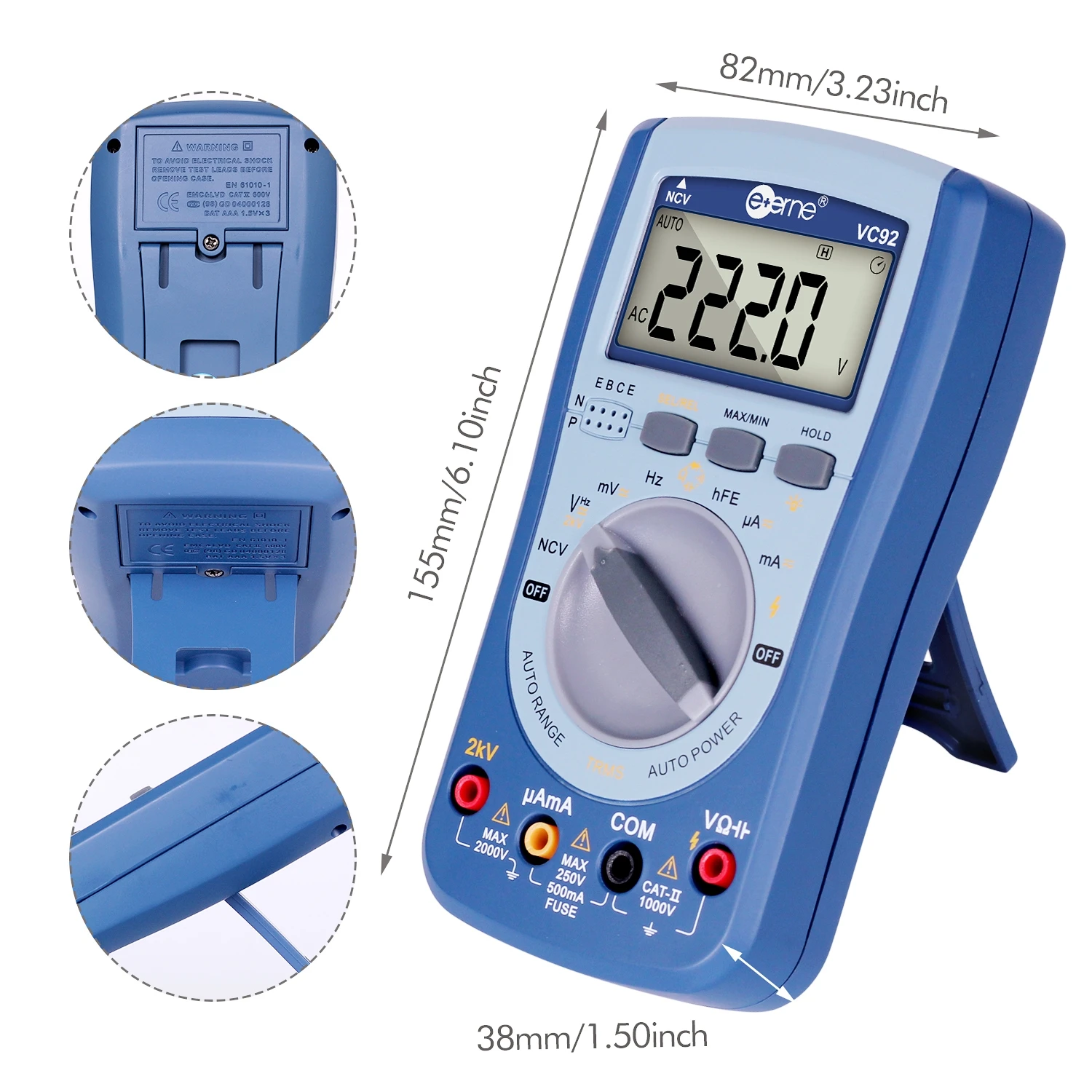VC94 VC92 Aufzugswartung Digitalmultimeter 15 V Megohm hFE Widerstand Kapazität 2 kHz Rechteckwellentester DSP-Steuerung
