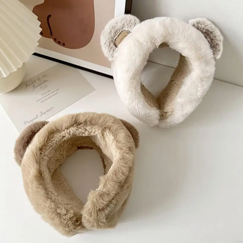 72XE Cartoon Bear Ear Muffs for Women and Kids Girls Boys Ear Warmer Headband
