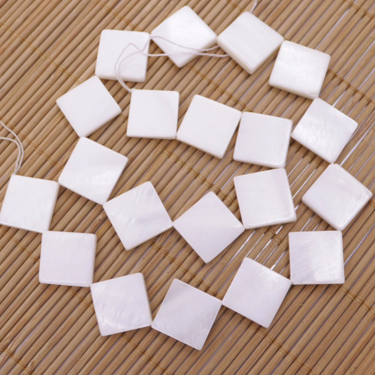 10mm 15mm White Mother of Pearl Shell Square Shape Loose Beads 15