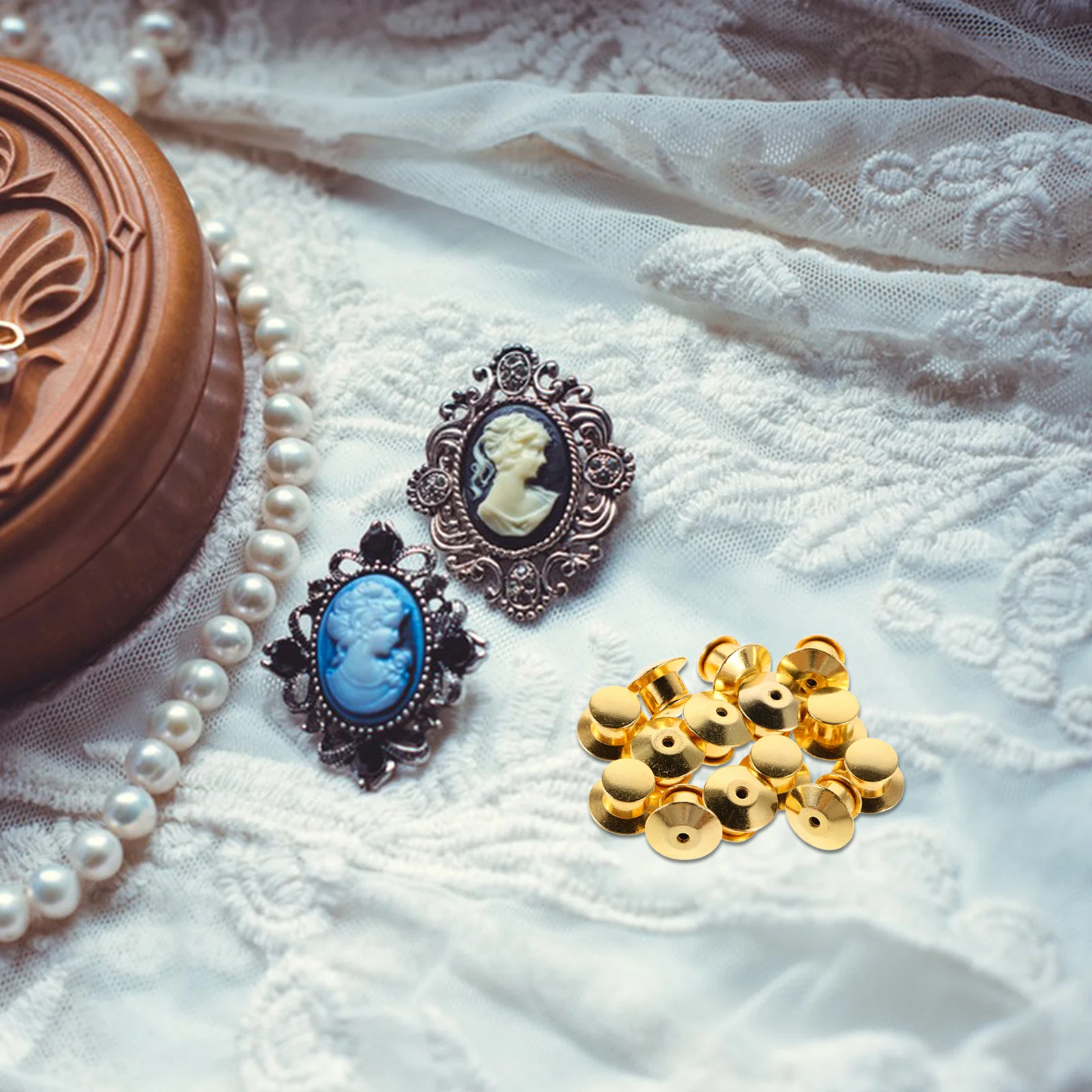 

30Pcs Flat Head Clamp Badge Pin Backs Metal Locking Clasps for DIY Brooch Enamel Lapel Pins Sweater Scarf Clips Jacket Collar