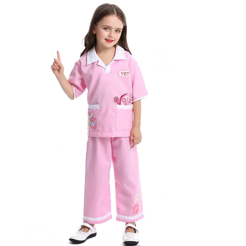 Purim unissex crianças feminino médico enfermeira traje veterinário cirurgião dr uniforme cosplay halloween carnaval festa fantasia vestido