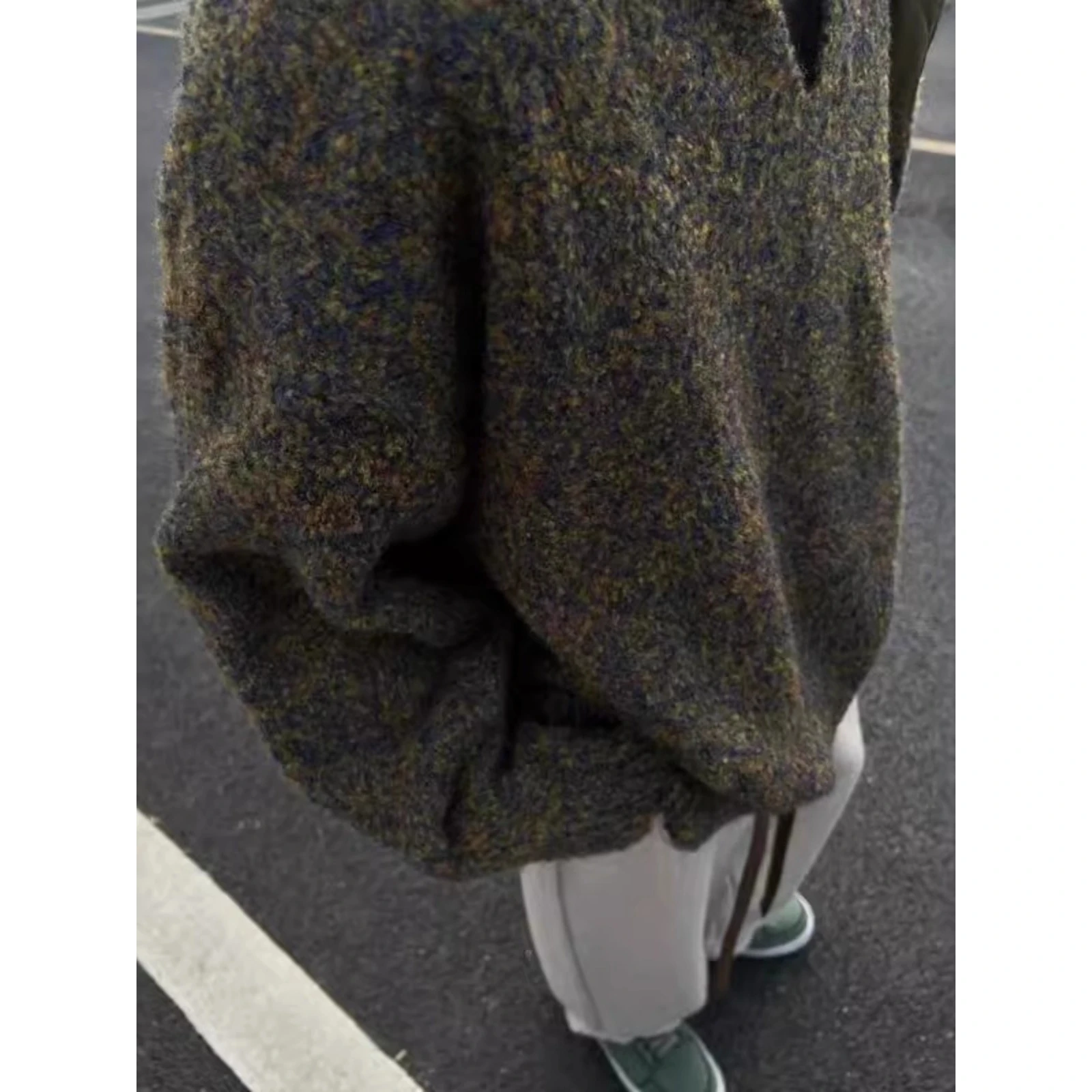 فضفاضة تناسب V-Ne تريكو الرجال عادية Sle الأمريكية الرجعية سترة معطف ألياف البوليستر الشباب الخريف الشتاء Faion ملابس خارجية #4