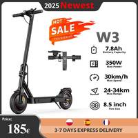 W3 Electric Scooter 85 inch Pneumatic Tire 350W Motor 36V7.8Ah Battery 24-34km Range 30km/h Speed Rear Drive E Scooters With App