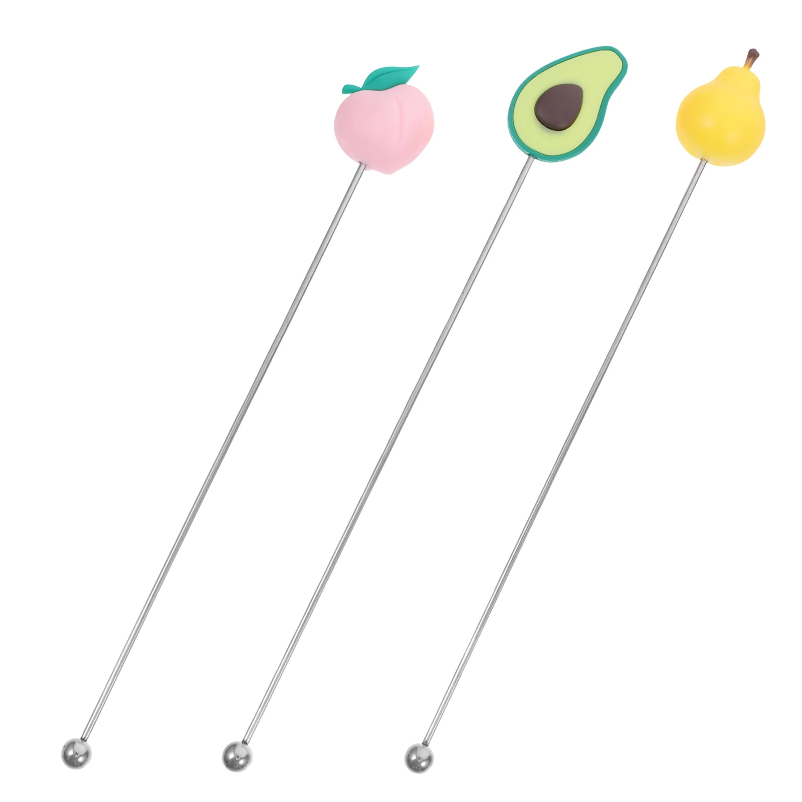 

3pcs Stainless Steel Stirring Rods Reusable Coffee Stirrers Silicone Cocktail Mixing Sticks Bars Milk Tea Shops Kitchen Bar