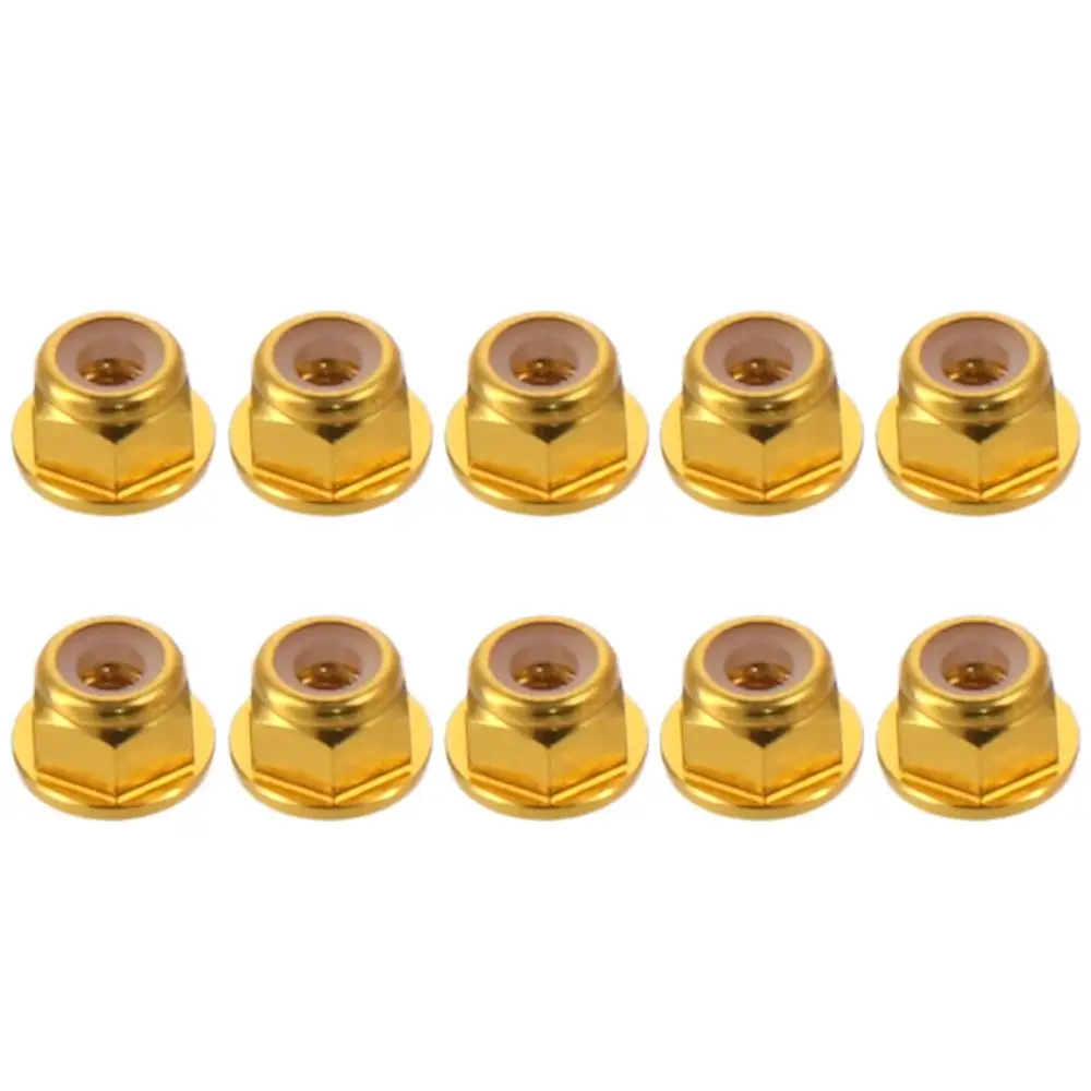 10PCS Smooth Gold Hex Self Lock Nuts Aluminum Alloy Nylon Lock Nut Nylon Insert Nuts