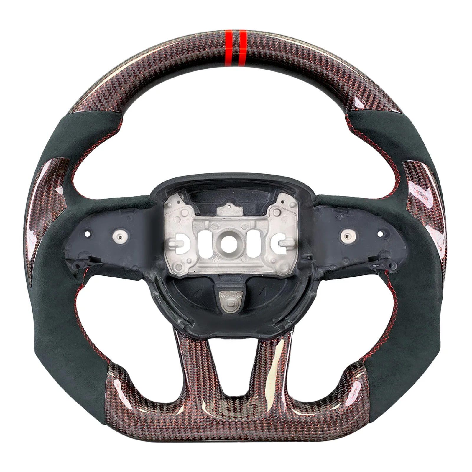 Customized Leather & Carbon Fiber Steering Wheel For Dodge Hellcat Charger Challenger SRT