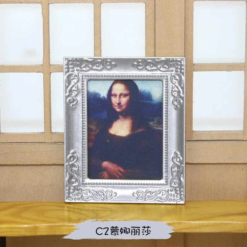 1 ชิ้น 1/12 Dollhouse Miniature ภาพวาดสีน้ํามัน Mini Wall ภาพวาดของเล่นสําหรับตุ๊กตาอุปกรณ์ House ตกแต่ง ob11