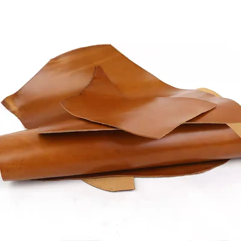 

Yellow brown 2mm stiff oil wax leather, genuine leather, top layer handmade DIY ledger, leather bag, wallet, card bag