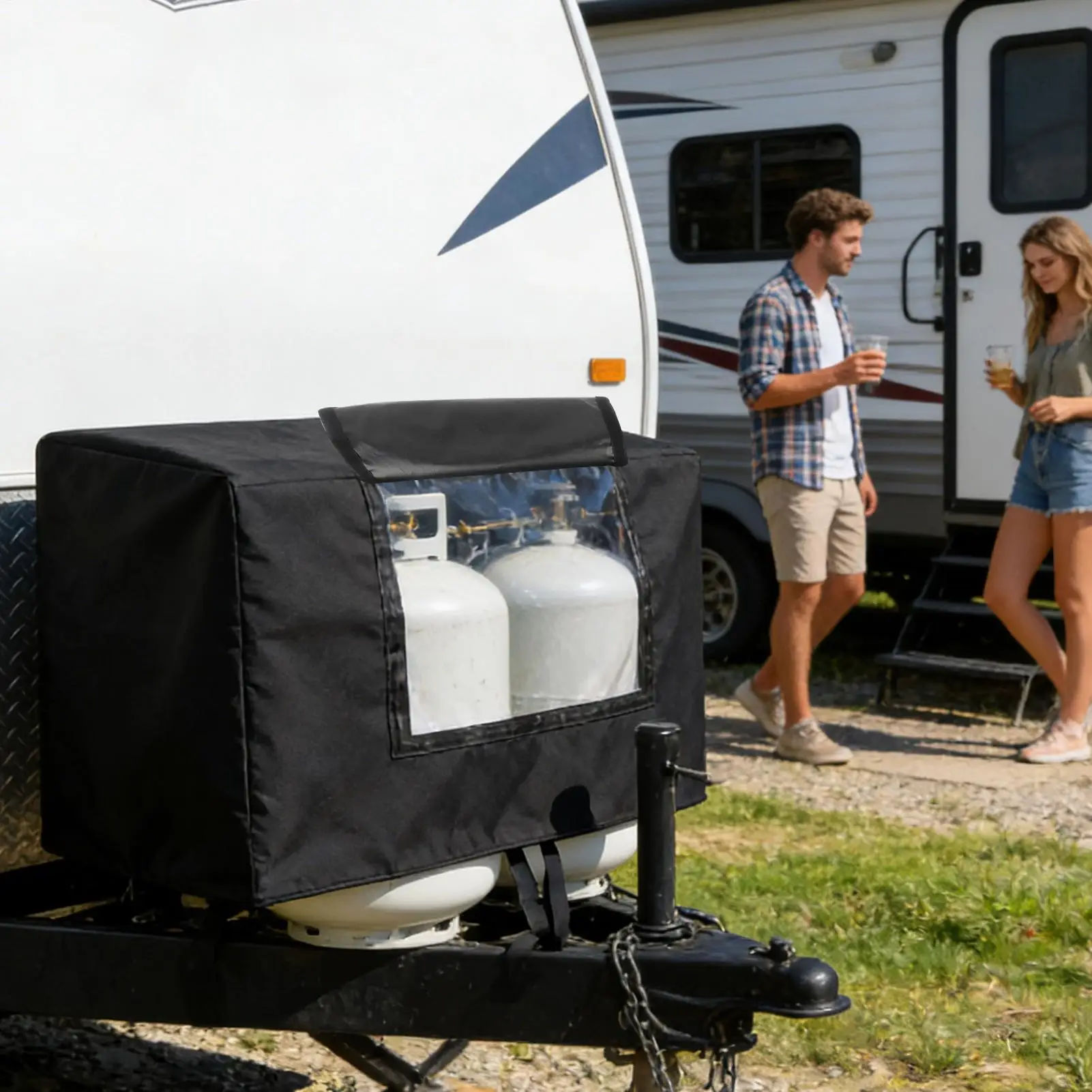 

RV Propane Tank Cover Waterproof Protection Caravan Propane Tank Protective Cover for Campers Winter Summer Tailgating Drivers