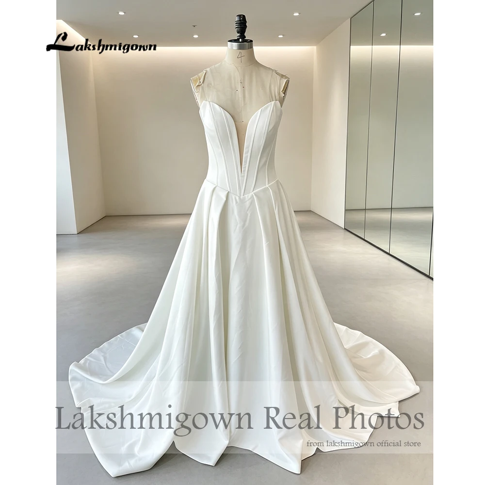 Lakshmigown Schulterfreies Crepe-Satin-Hochzeitskleid 2027 Echte Fotos A-Linie Brautkleider für formelle Partys Maßanfertigung – Detail 7
