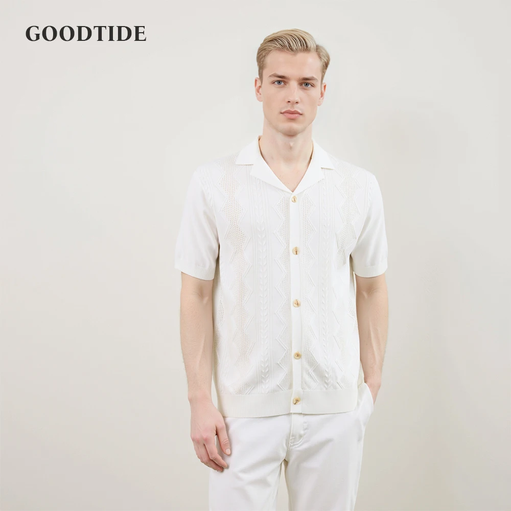 

Men's Summer Knit Patchwork Short Sleeve Polo Shirts Streetwear Buttoned Breathable Striped Fashion Luxury Business Retro Shirts