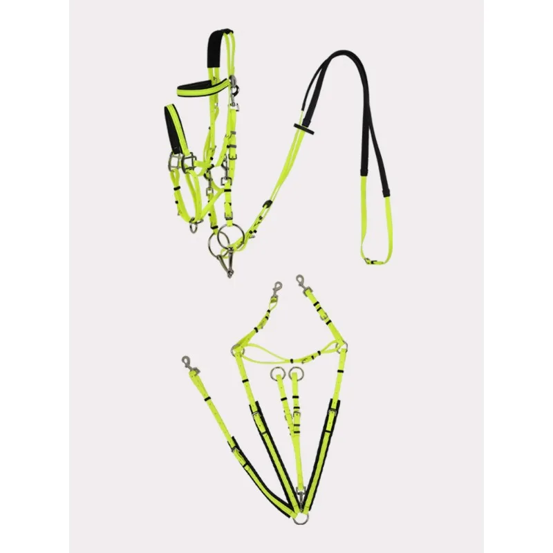 L Size Adjustable Padded PVC Endurance Bridle Reins Non-slip Alloy Martingale Breastplate for Equestrian Riding