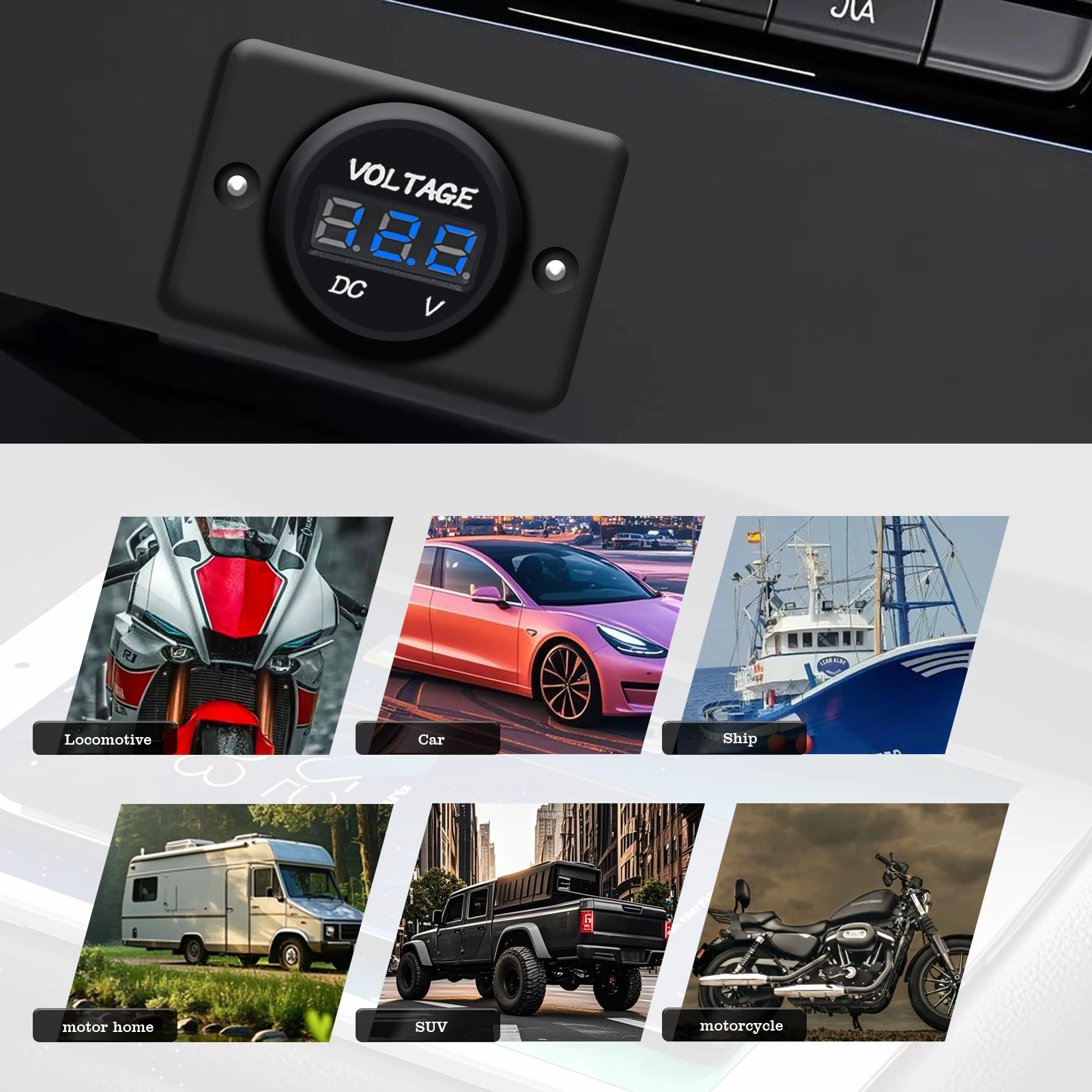 2 قطعة مقاوم للماء تيار مستمر 12 فولت 24 فولت LED الفولتميتر الرقمي لوحة بطارية مستديرة الجهد رصد مقياس لسيارة قارب البحرية دراجة نارية RV ATV