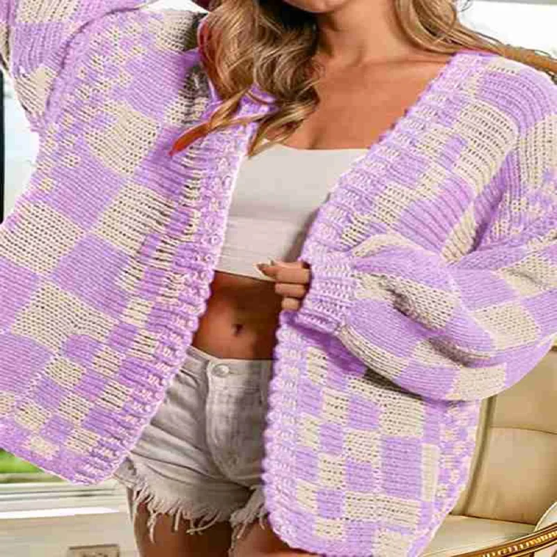 

Women's Multicolored Full Cardigan Sweater Loose All-Match Knit Coats Sweet Casual Woman Clothes Autumn Winter Fashion Knitwear