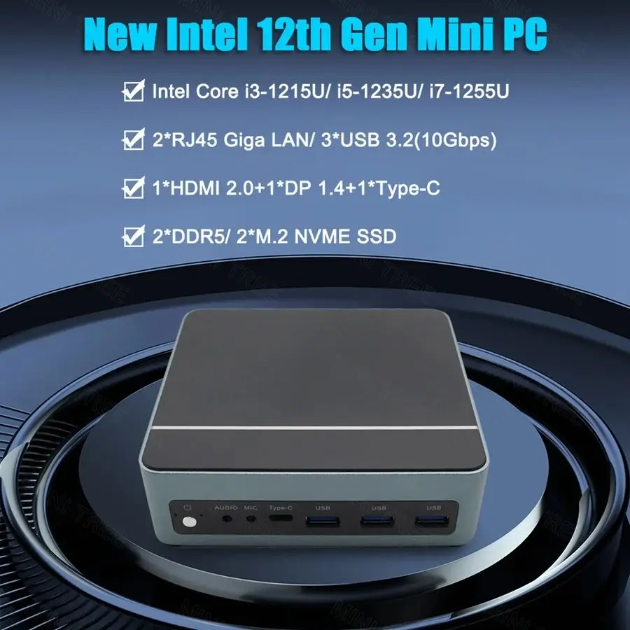 Imagem -01 - Mini Multimedia Desktop Novo Computador Intel i7 1255u i3 1215u i5 1235u Windows 11 Nvme 2tb Hdmi2.0 4k Display Usb 3.2 Wifi6