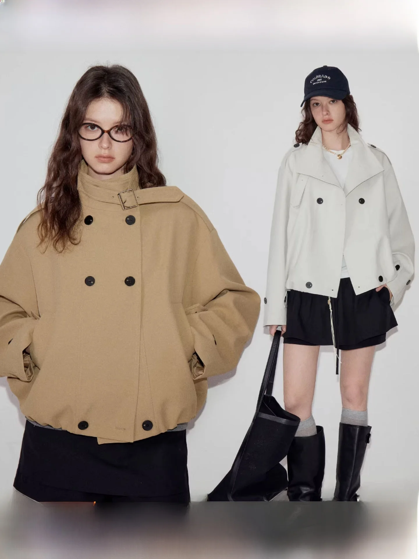 

Fano mat Silhouette Sweet And Chic Bloom ort Coat Jaet Women Spring Loose Fit Polyester Fiber Long Sve Stand Co...