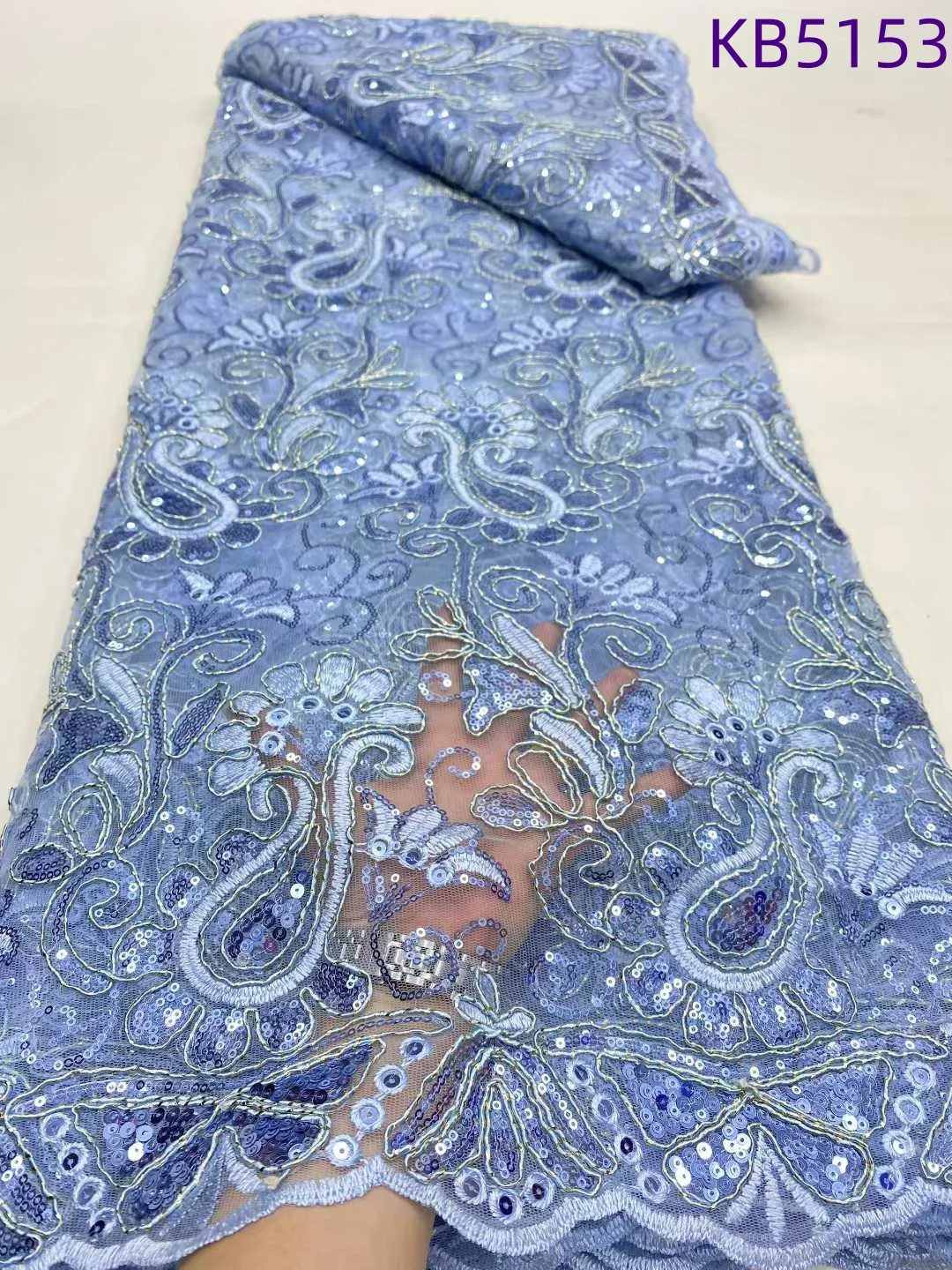 

Тюлевое кружево с нигерийскими блестками, новейшая кружевная ткань высокого качества, французская сетка 2025 года с последовательностью для шитья свадебного платья KB5153