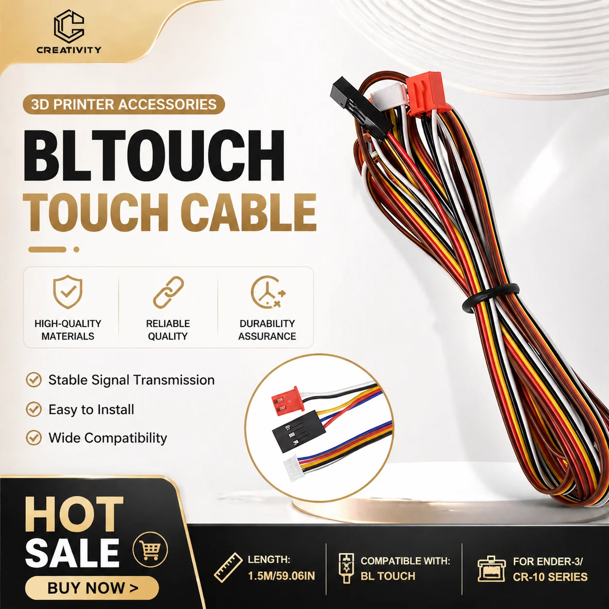 Piezas de impresora 3D Cable táctil BL Cable de extensión de cable de 1,5 M/140 cm Cable táctil 3D Cable de cinco colores para impresora 3D Ender 3 CR 10