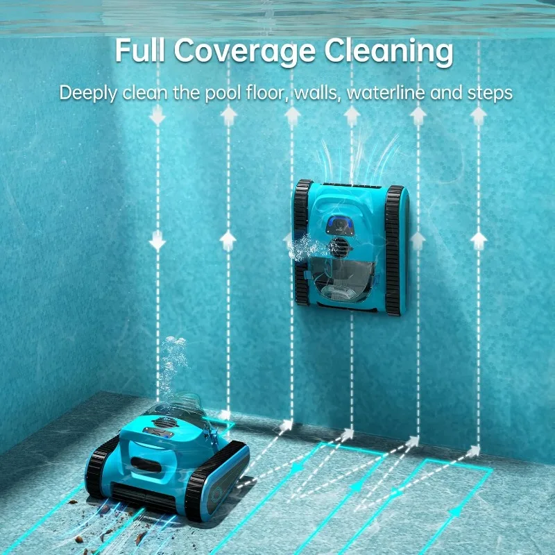 SMONET Cordless Pool Vacuum Robot: Automatic Robotic Pool Cleaner Lasts 150 Mins Wall Climbing 180W Powerful Suction LED