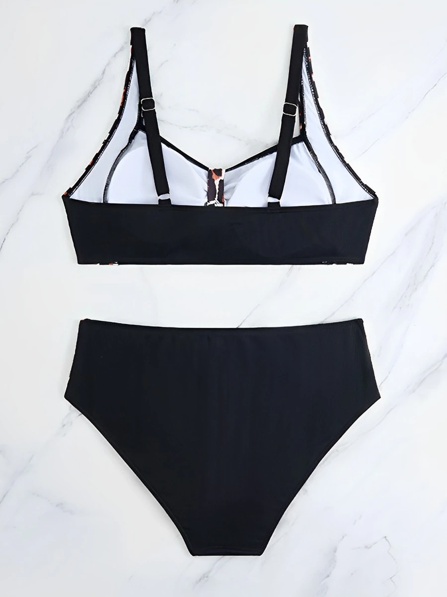 2026 Large Size Leopard Bikinis Two Pieces High Waist Swimsuit Women Halter Swimwear Female Bathing Swimming Suit Beachwear