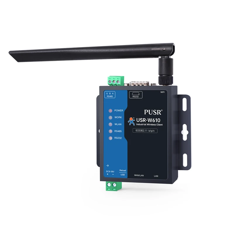 PUSR Serial RS485 RS232 to WiFi Server Converter Industrial Wireless Client Modbus Gateway MQTT Protocol W610 (Qualcomm Version)