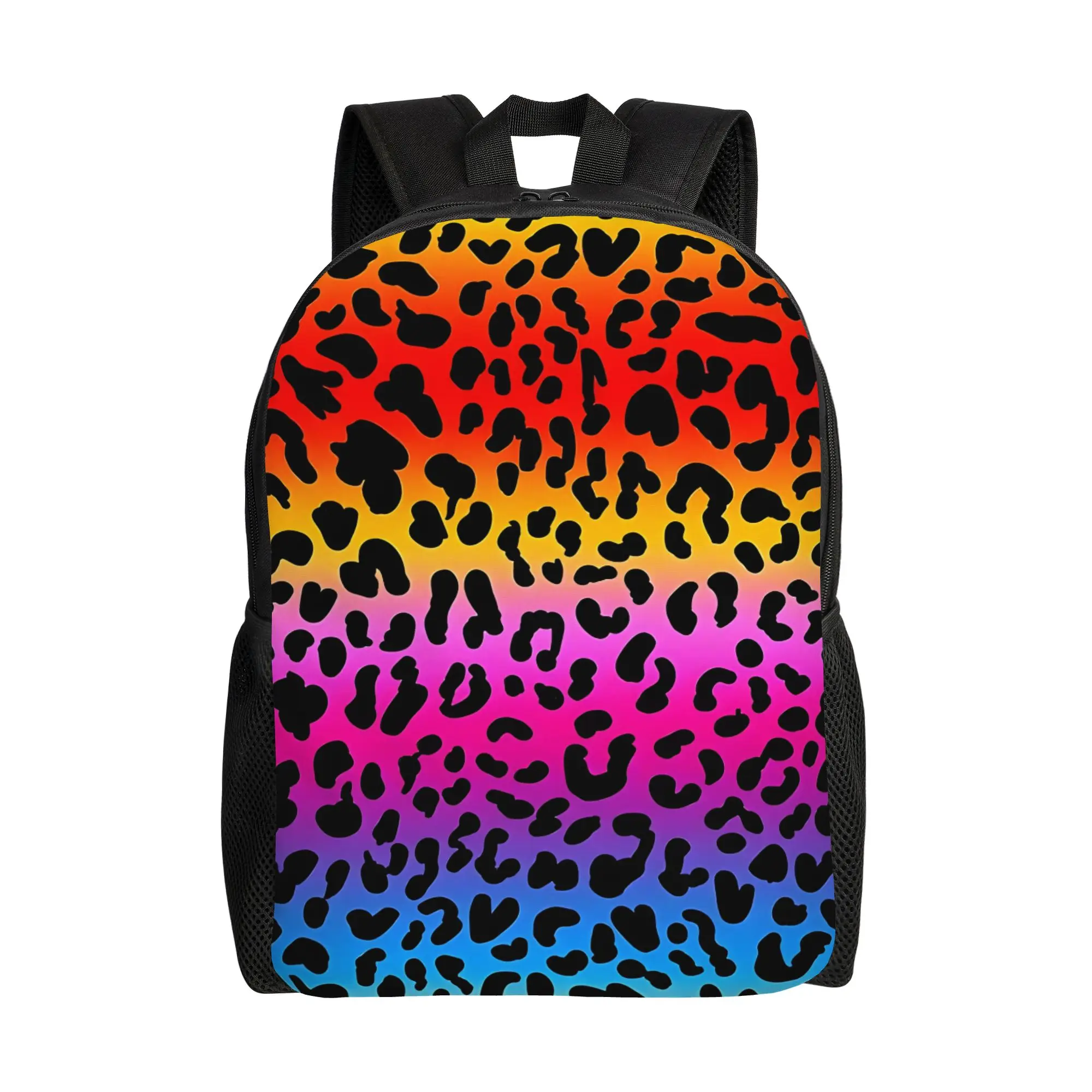 Back to school season Harajuku Design Rainbow Leopard Print Bookbag Leopard Print High School Students Handbag Backpack