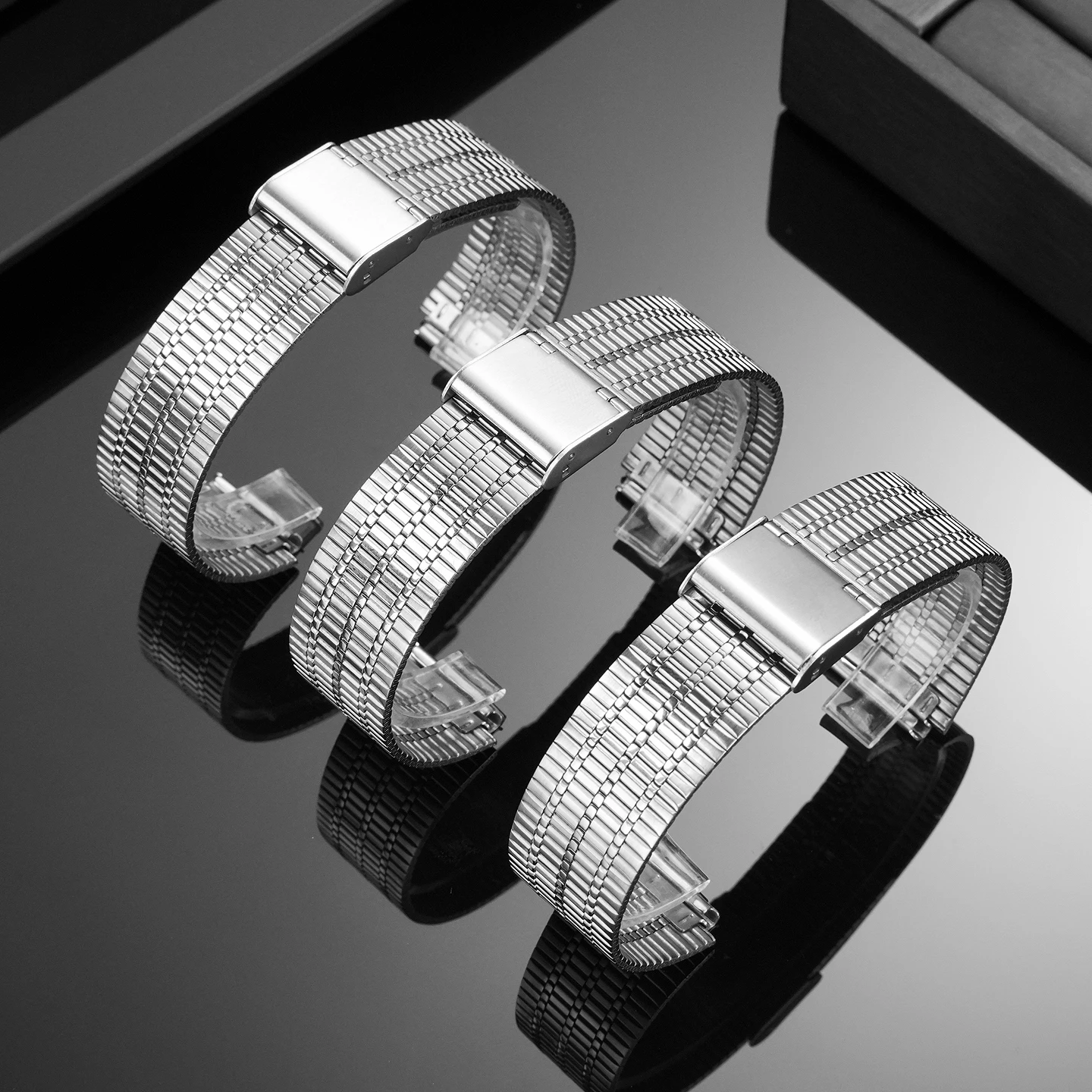 ل Timex Q TIMEX سلسلة 18 مللي متر الفولاذ المقاوم للصدأ حزام ساعة اليد TW2T80700 TW2U61300 TW2U61200 ريترو المعادن حزام الساعات استبدال سوار