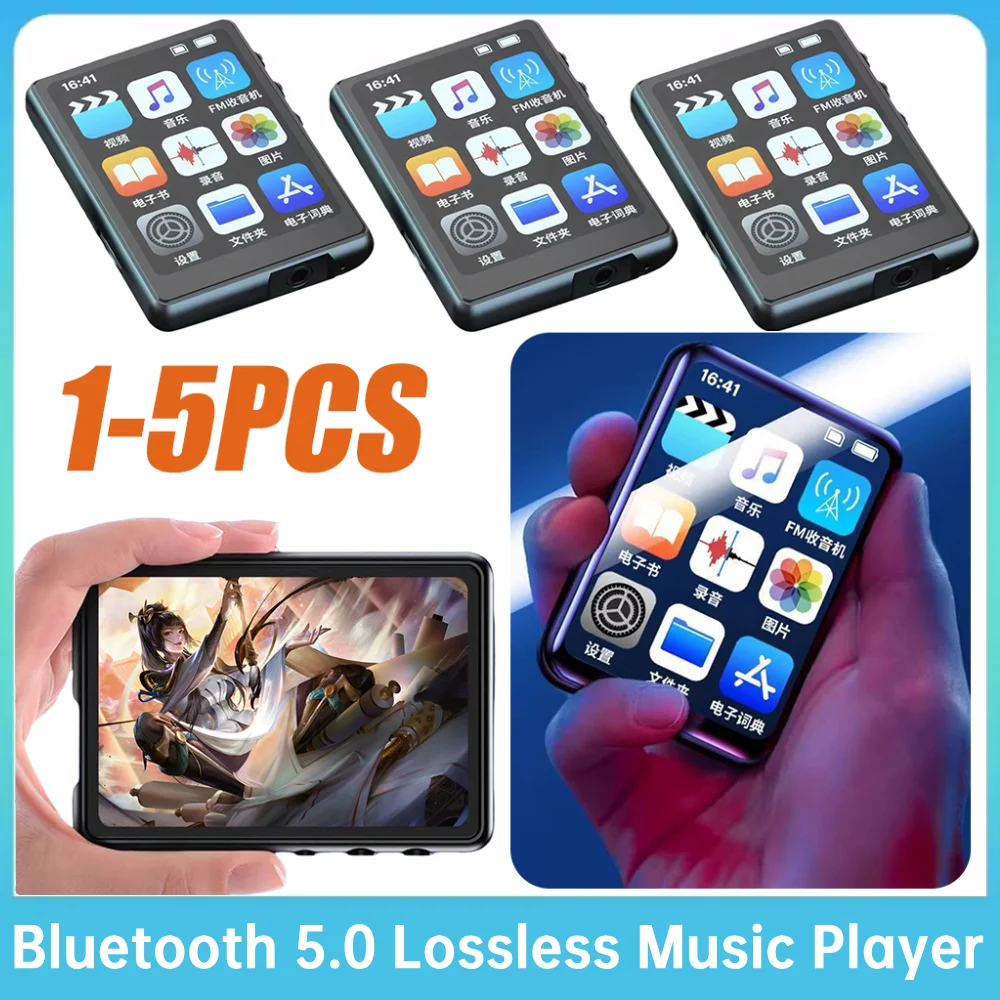 MP3 MP4 Player Portable MP3 Player Full Touch Screen Bluetooth-Compatible with Speaker Support FM Radio Recording E-Book