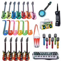 Disco Music Party Inflatable Balloon Microphone Guitar Piano Radio Phone Drum Bass Balloons 80s 90s Party Decor Supplies