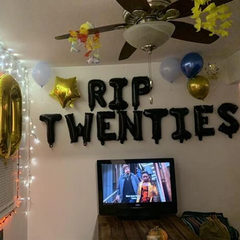 Rip Twenties/Thirties/Forties Balloons Birthday Balloons Banner Death To My 20s/30s/40s Party Decor For Youth Men Women