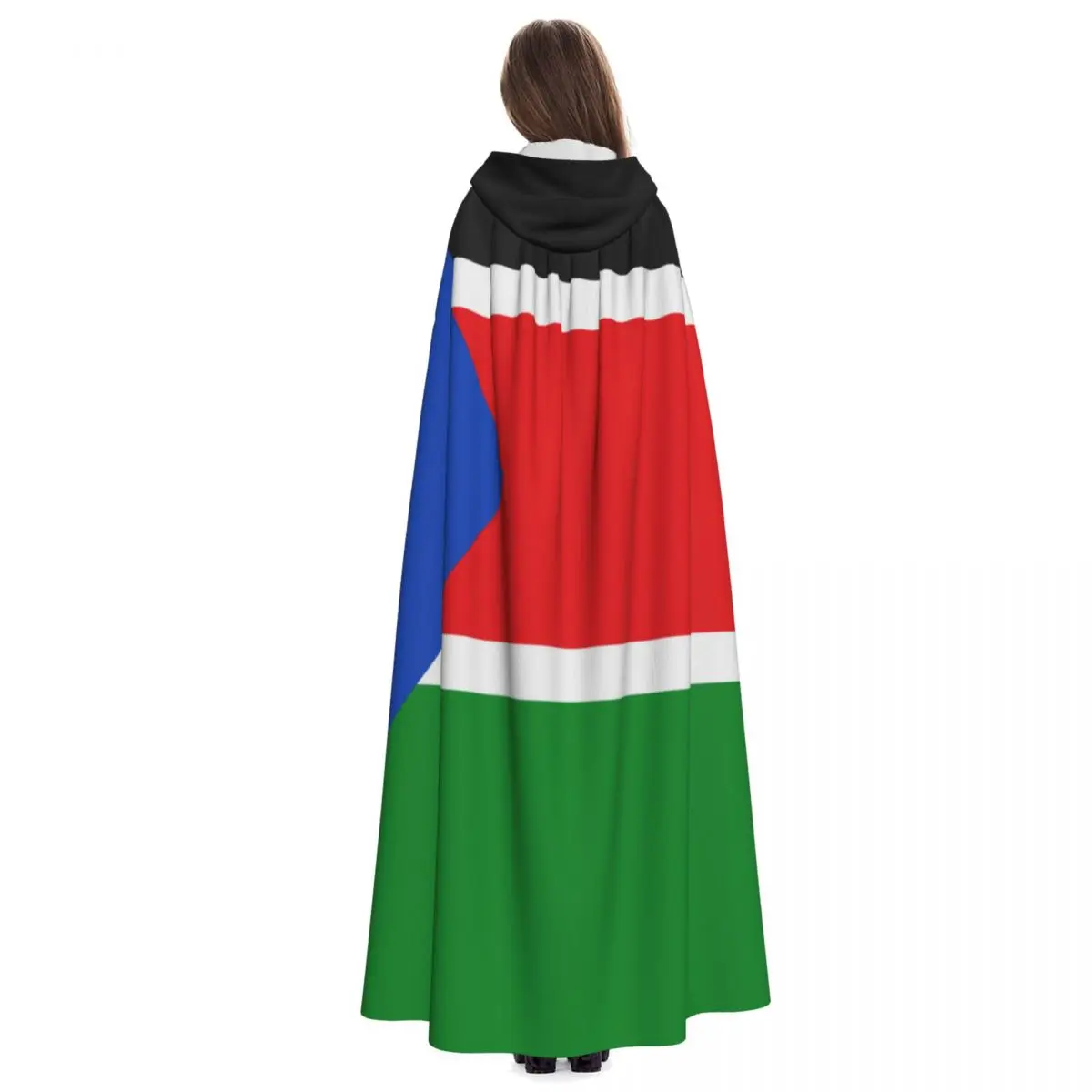 Long Cape Cloak South Sudan Flag Hooded Cloak Coat Autumn Hoodies