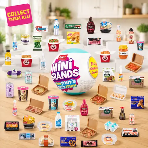 ZURU Mini Brand Filling Refrigerator Mini Série 1: Kit de Brinquedos Colecionáveis em Cápsulas Surpresa - Modelo de Comida de Supermercado