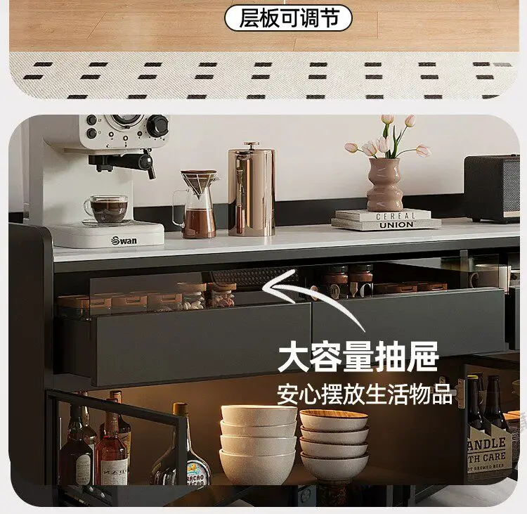 Modern Sideboard Cabinet With Glass Door Buffet Storage Cabinet With Drawers Kitchen Dining Living Room Furniture Coffee Bar