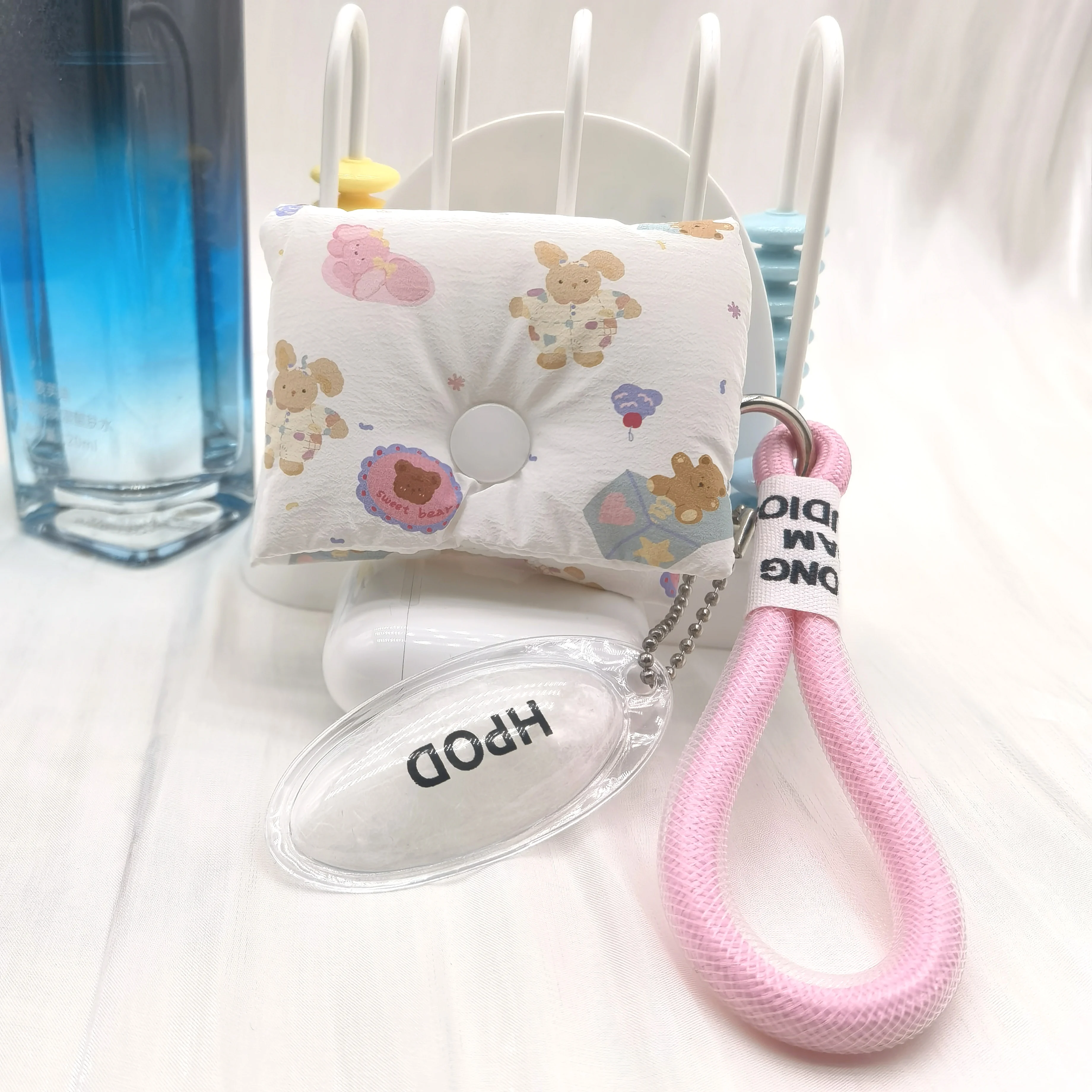 HPOD Compatible with AirPods 4th Case Cover,Fashionable and Trendy Down Cotton Padded Quilted Headphone Bag with Portable Rope