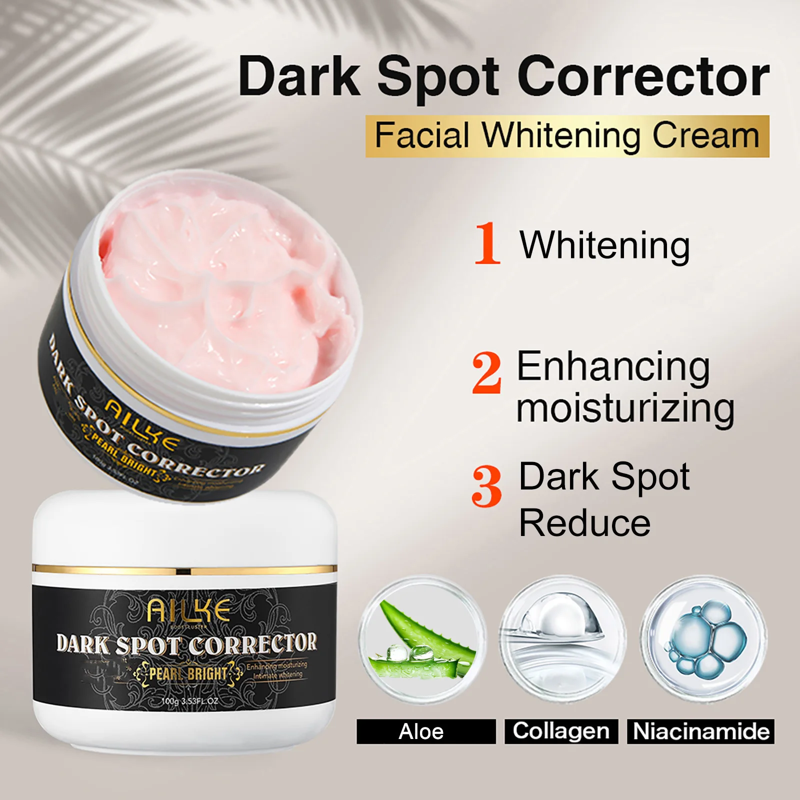 AILKE Dark Spots Corrector Pearl Bright Cream, Reduce Hyperpigmentation, Whitening, For Face, Body, Even Skin Tone, 100ml view 2