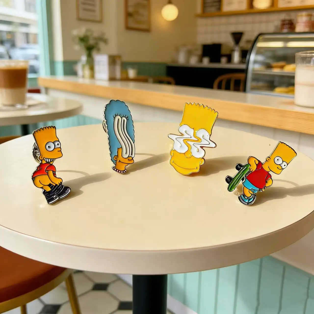 4pcs the Simpsons Comedy Anime TV Series Enamel Pins Set Cartoon Lapel Brooch Badges Funny Jewelry Gift for Kids And Friends
