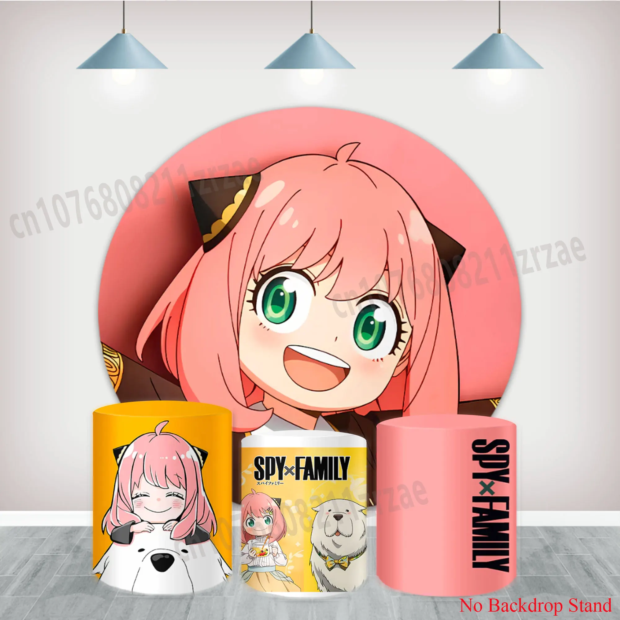 

Фон для фотосессии Spy × Family, круглый, для детского дня рождения девочек, украшение с милыми персонажами мультфильма Аня, баннер-фон, декоративное покрытие