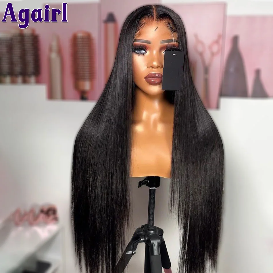 Parrucche per capelli umani anteriori in pizzo dritto marrone scuro Ready Go 4 x6 parrucche trasparenti in pizzo per le donne 180% 32 34 pollici 13 x4 13 x6 parrucca frontale