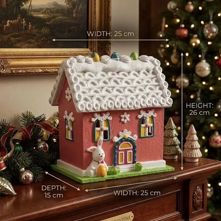 Lighted Resin Happy House Ornament Mini House Micro Landscape Christmas Decor Living Room Atmosphere Decor