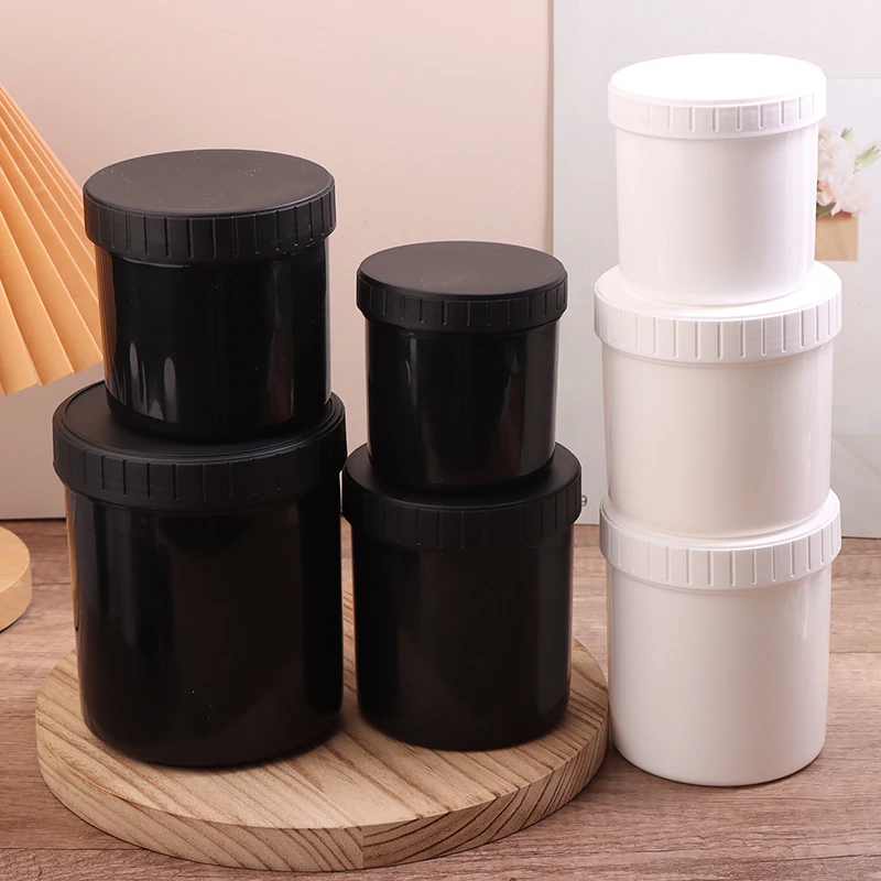 1pcs 30-1000ml สีขาว/สีดําพลาสติก Jar Mask Jar ครีม Jar ถังเก็บอาหารเครื่องสําอางที่ว่างเปล่าคอนเทนเนอร์แต่งหน้ากล่อง